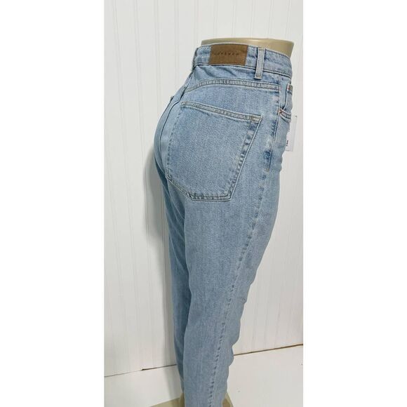 Topshop Premium Mom Jeans High Rise‎ High Waisted Light Wash Denim Blue 32 x 32 - Picture 11 of 15